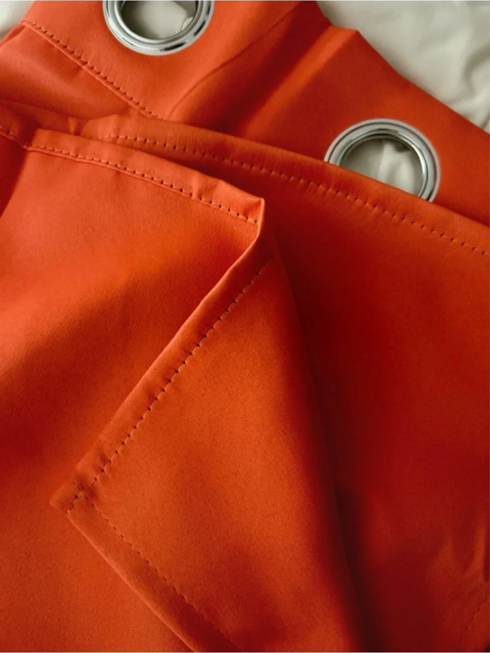Modern Orange Grommet Curtain Panel - Solid Window Drapery